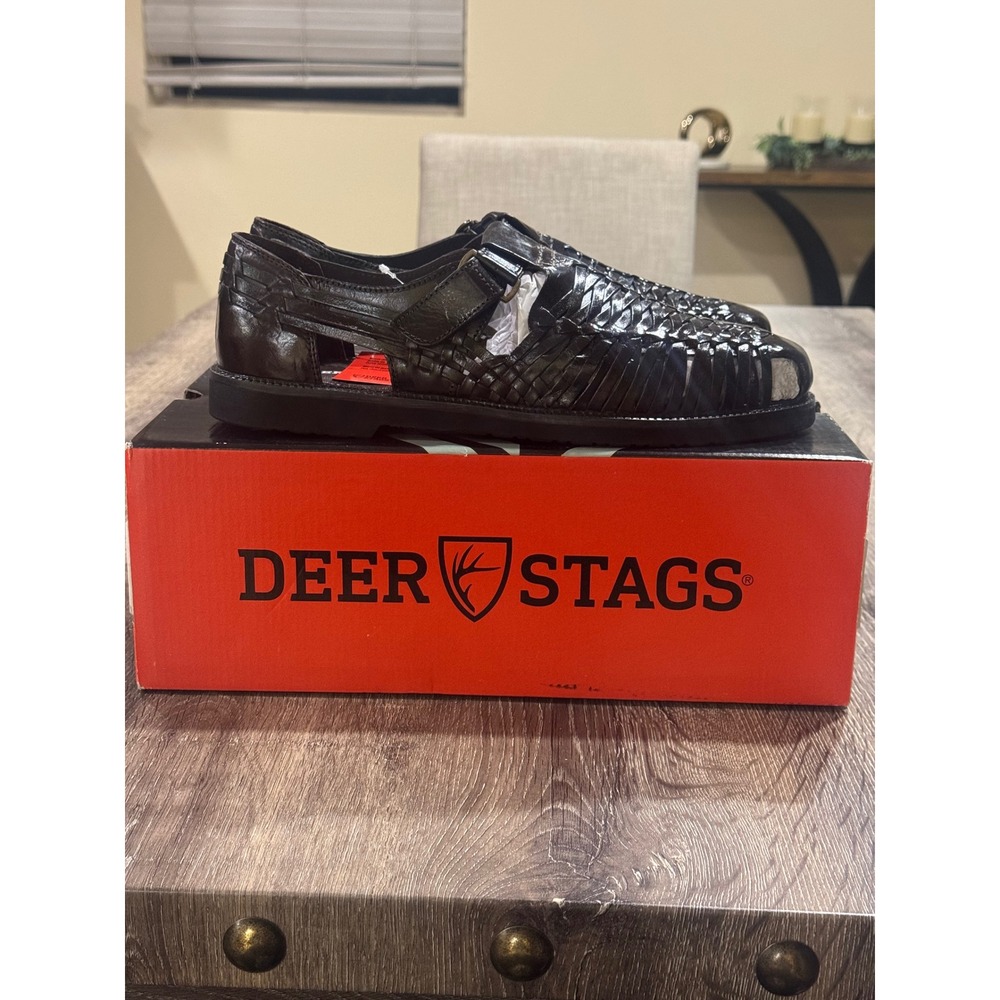 Deer Stags Bamboo2 Mens Woven Huarache Sandals Black Smooth Loafers Size 11.5 M